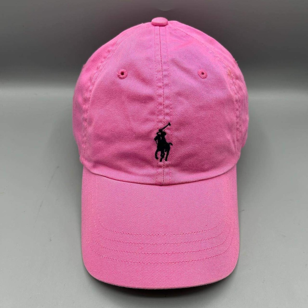 Vintage Polo Ralph Lauren Golf Hat Men Pink Embroidered Logo Strap Back Cap